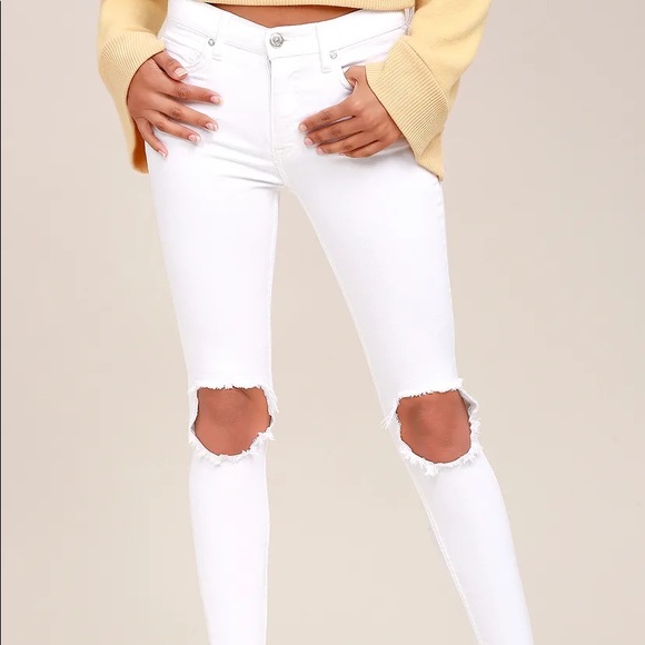 High Rise Busted White Distressed Skinny Jeans - Picture 3 of 3